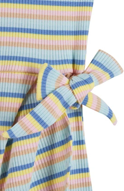 Shop Andy & Evan Kids' Stripe Rib Dress In Light Blue Striped