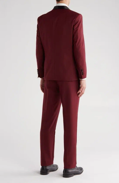 Gino Vitale Premium Slim Fit 3-piece Suit In Burgundy