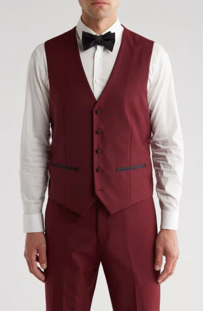 Shop Gino Vitale Premium Slim Fit 3-piece Tuxedo In Burgundy