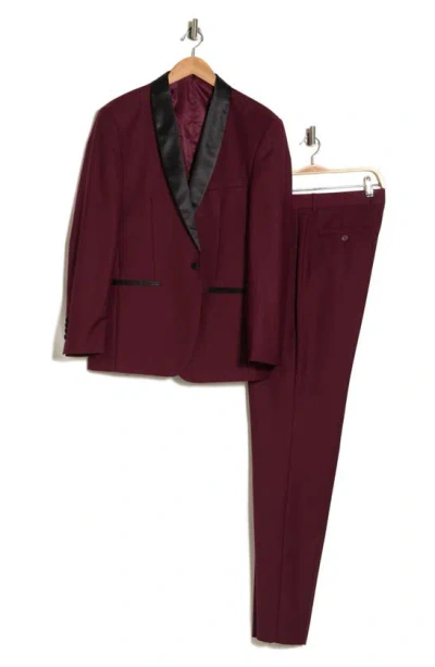 Gino Vitale Premium Slim Fit 3-piece Suit In Burgundy