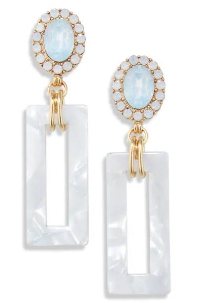 Shop Tasha Crystal Enamel Drop Earrings In Gold/ Blue/ White