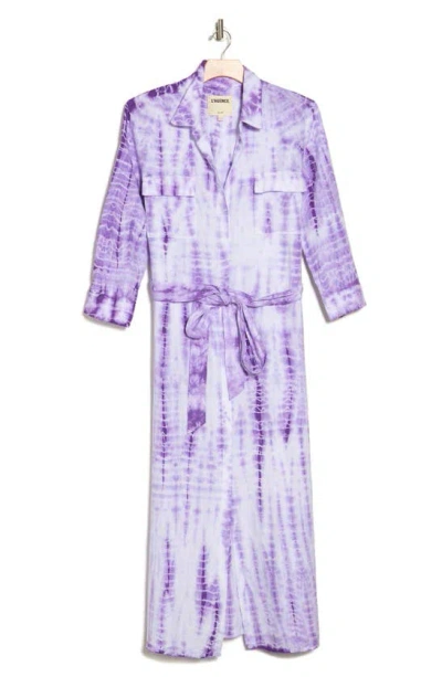 Shop L Agence Cameron Long Sleeve Linen Maxi Shirtdress In Orchid Bamboo