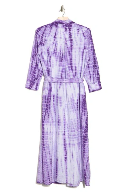 Shop L Agence Cameron Long Sleeve Linen Maxi Shirtdress In Orchid Bamboo