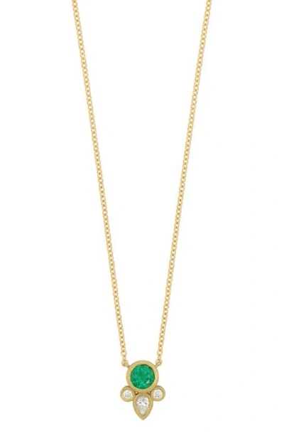 Shop Bony Levy El Mar Diamond & Emerald Circle Pendant Necklace In 18k Yellow Gold