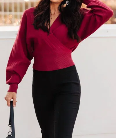 Shop Cozy Casual Show Stopper Sweater In Burgundy In Pink