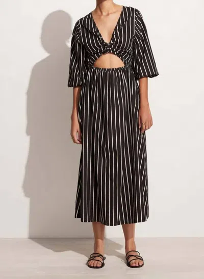 Shop Faithfull The Brand Monikh Midi Dress In Adia Stripe Print - Black
