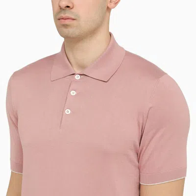 Shop Brunello Cucinelli Classic Dark Blue Polo Shirt In Pink