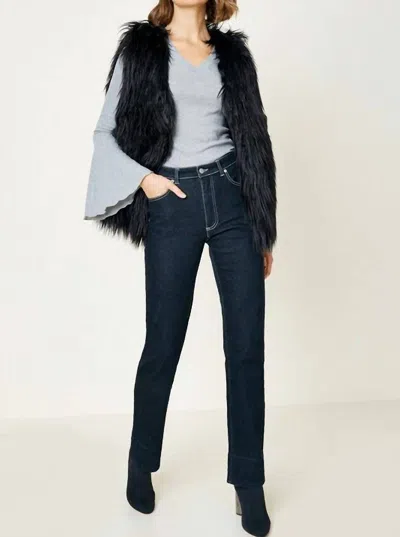 Shop Hayden La Faux Fur Vest In Black In Blue
