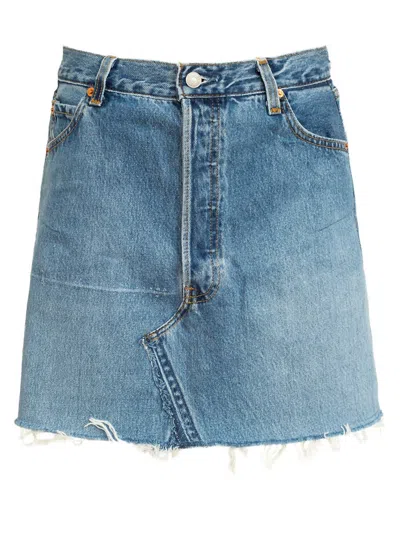 Shop Re/done High Rise Mini Skirt In Indigo In Multi