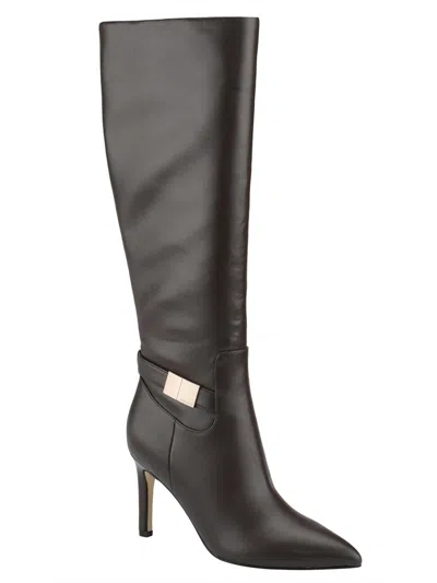 Shop Calvin Klein Kcjeora Womens Faux Leather Tall Knee-high Boots In Brown