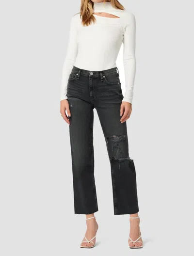 Shop Hudson Remi High Rise Straight Jeans In Black Rain In Grey