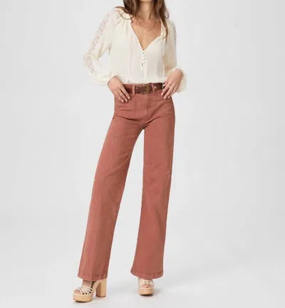 Shop Paige Leenah Patch Pockets Faux Pants In Vintage Burnt Terracotta In Pink