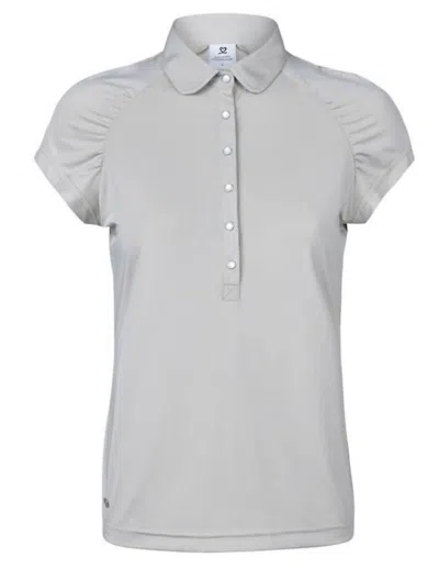 Shop Daily Sports Ariana Cap Sleeve Polo Shirt In Sahara In Grey