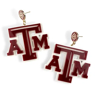 Shop Brianna Cannon Texas A & M Logo Earrings In Maroon And White In Red