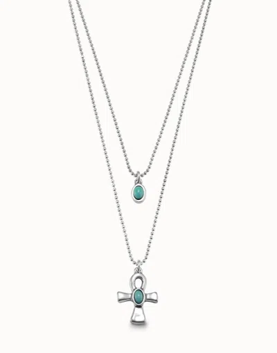 Shop Unode50 Beliefs Necklace In Silver In Blue