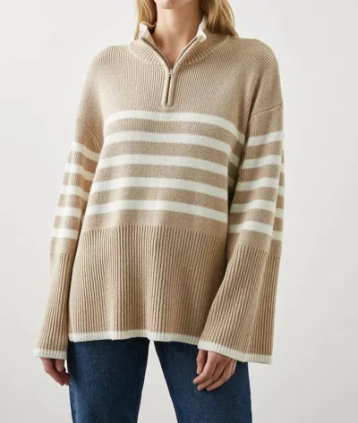 Rails Tessa Striped Zip Sweater In Brown