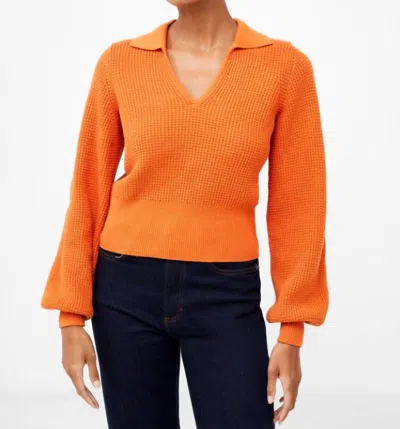 Shop French Connection Mozart V-neck Collar Sweater In Burnt Orange