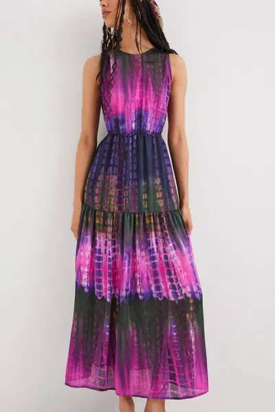 Shop Desigual Tie-dye Cut-out Dress In Punk/blue Multi In Purple