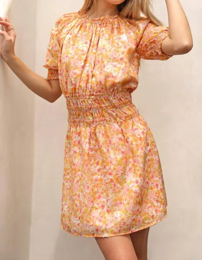 Shop Greylin Frida Smocked Waist Dress In Mango In Orange