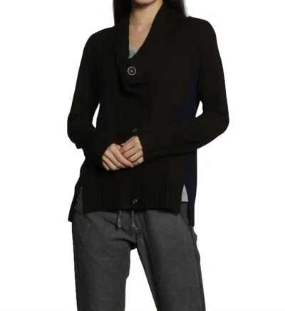 Shop Label+thread Willow Button Cardigan In Brown/navy In Black