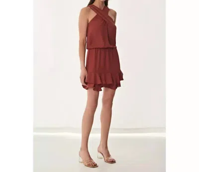 Shop Krisa Wrap Front Halter Dress In Mojave In Red