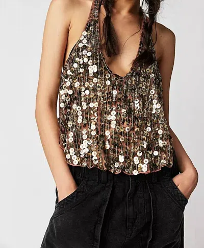Shop Free People All That Glitters Tank In Gold In Multi