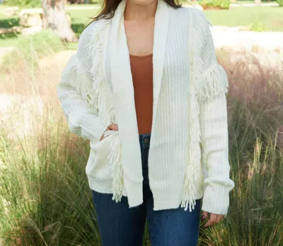 Shop Six/fifty Jamie Fringe Cardigan In Ivory In White