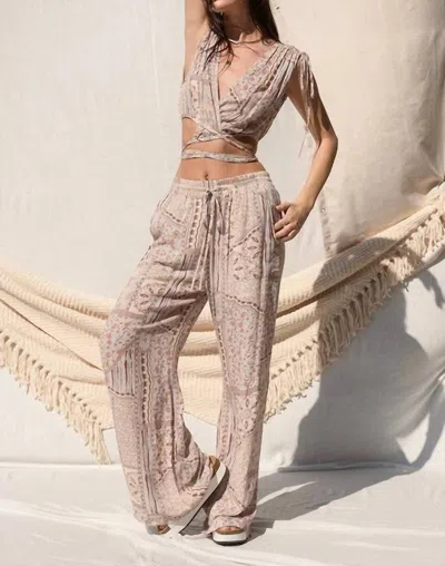 Shop Illa Illa The Maldives Cropped Top & Palazzo Pant Set In Taupe In Silver