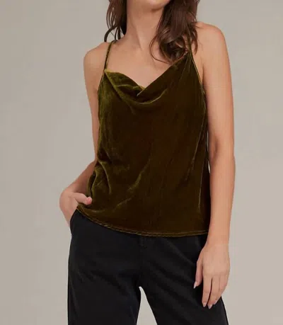 Shop Bella Dahl Velvet Cowl Neck Camisole In Olive Gold In Green