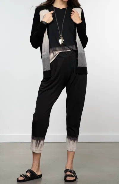 Shop Raquel Allegra Color Block Cardigan In Fog Horizon In Black