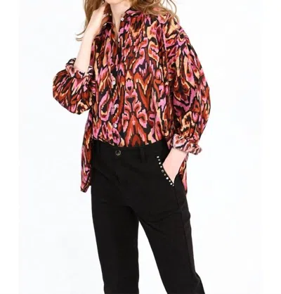 Shop Molly Bracken Loose Patterned Shirt In Camel In Multi