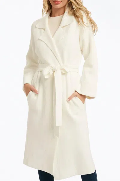 Shop Bluivy Belted Knit Cardigan In Cream In White