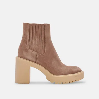 Shop Dolce Vita Caster H2o Booties In Mushroom Suede In Brown
