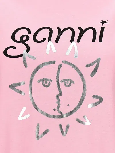 Shop Ganni Logo Print T-shirt In Pink