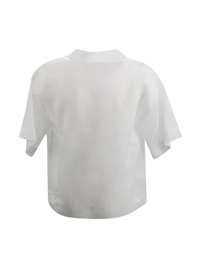Shop Max Mara Gauze Ramié Polo Shirt In White