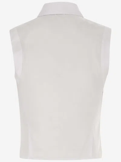 Shop Pinko Cotton Blend Shirt In White