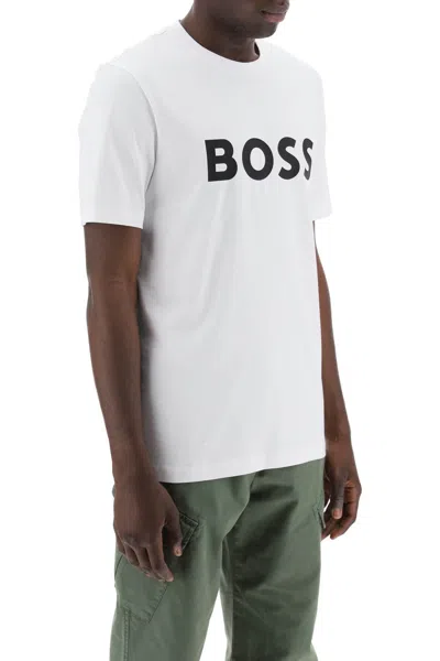 Shop Hugo Boss Tiburt 354 Logo Print T-shirt In White (white)