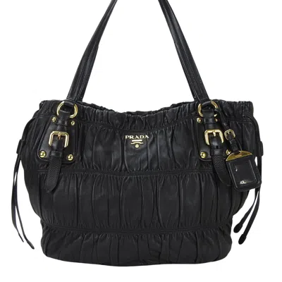 Shop Prada Gaufre Leather Tote Bag () In Black