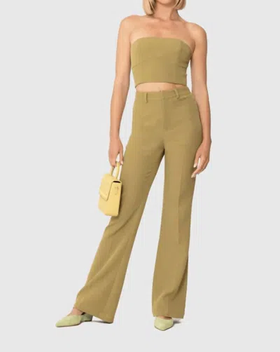 Shop The Wolf Gang Ravello Pant In Olive In Yellow