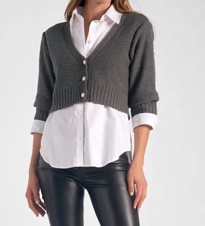 Shop Elan Amara Cardigan Top In Grey Grey