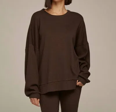 Shop Lanston Women's Porter Ribbed Oversized Crew Pullover In Umber In Brown