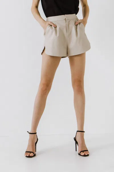 Shop Grey Lab Anny Vegan Leather Shorts In Taupe In Beige