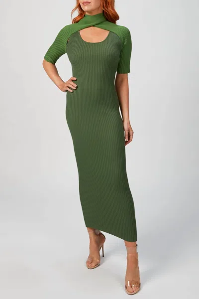 Shop Wynn Hamlyn Loop Layered Knit Dress In Vert In Green