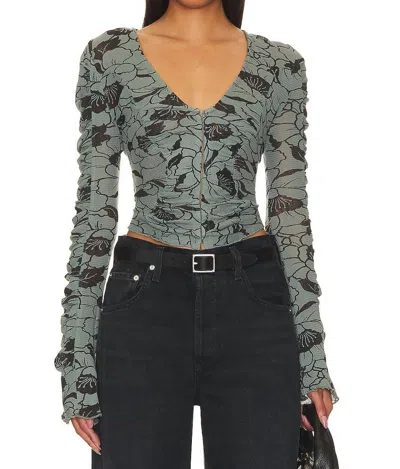 Shop Free People Through The Meadow Top In Steel Blue Combo In Green