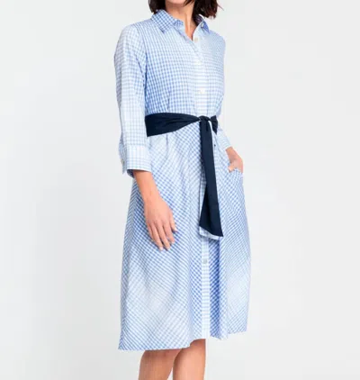 Shop Hinson Wu Riley 3/4 Sleeve Ombre Gingham Dress In Sky Blue/white