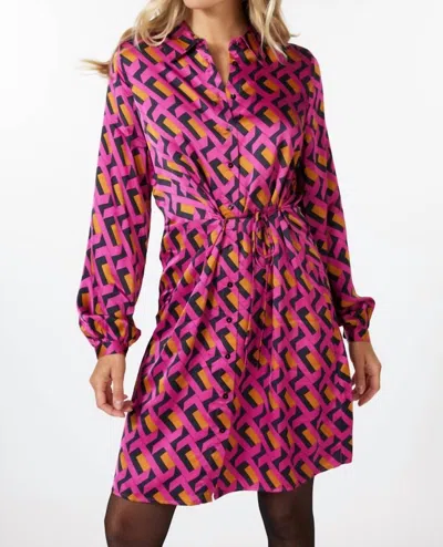 Shop Esqualo Dress Overlap Detail Geo In Magenta In Purple