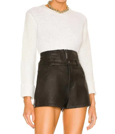 Shop Autumn Cashmere Cuffed Crew With Side Slits Top In Sparkle In White