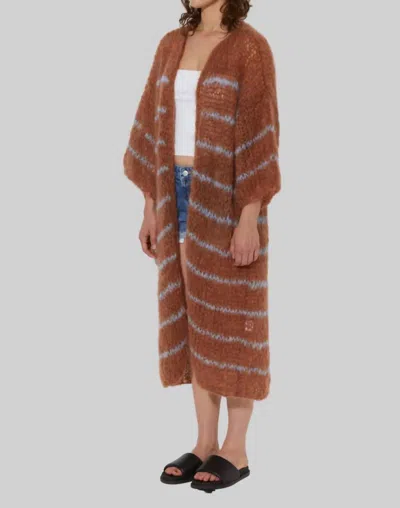 Shop Maiami Mohair Coat In Camel/soft Blue In Brown