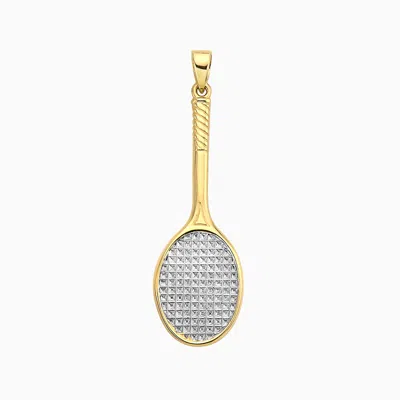 Shop Pori Jewelry 14k Two Toned Gold Daimond Cut Tennis Racket Pendant In Multi