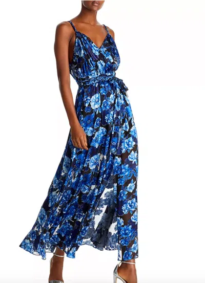 Shop Alice And Olivia Samantha Wrap Dress In Dream Floral Royalty In Blue